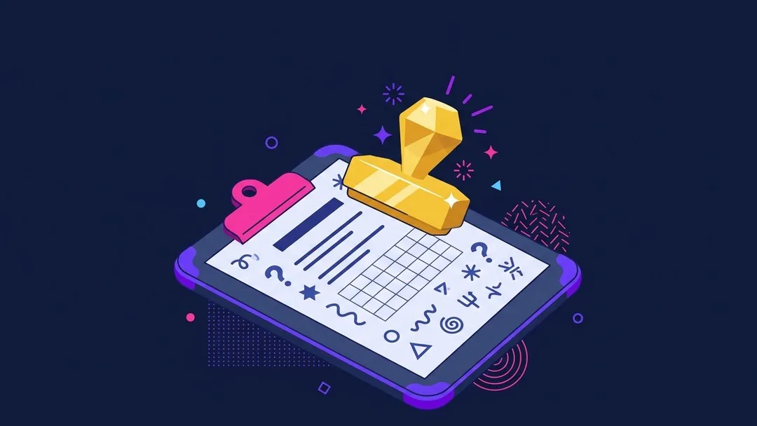 Clipboard with nonsense test answers and a gold genius stamp